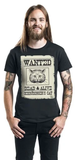 "Schrödinger's Cat Is Alive" T-Shirt Black By Tierisch -Fashionable Men's Clothing Store 507786wa