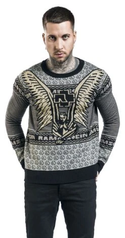 "Holiday Sweater Gold" Christmas Jumper Black-gold By Rammstein -Fashionable Men's Clothing Store 508492wa