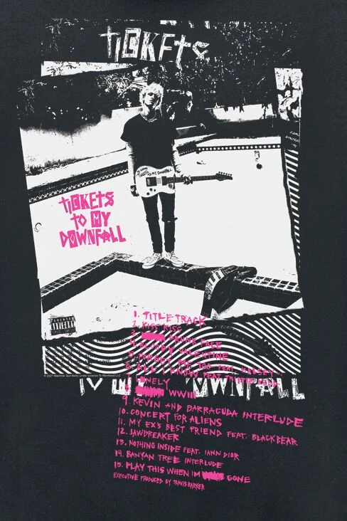 "Tickets To My Downfall Tracklist" Hooded Sweater Black By Machine Gun Kelly 6 "Tickets To My Downfall Tracklist" Hooded Sweater Black By Machine Gun Kelly - Image 4