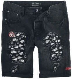 "Rock Rebel X Route 66 - Black Shorts With Distressed Details" Shorts Black By Rock Rebel By EMP