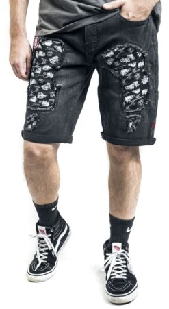 "Rock Rebel X Route 66 - Black Shorts With Distressed Details" Shorts Black By Rock Rebel By EMP -Fashionable Men's Clothing Store 510901wa