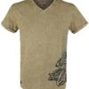 "Rock Rebel X Route 66 - Green T-Shirt With Wash And Print" T-Shirt Olive By Rock Rebel By EMP -Fashionable Men's Clothing Store 510902a