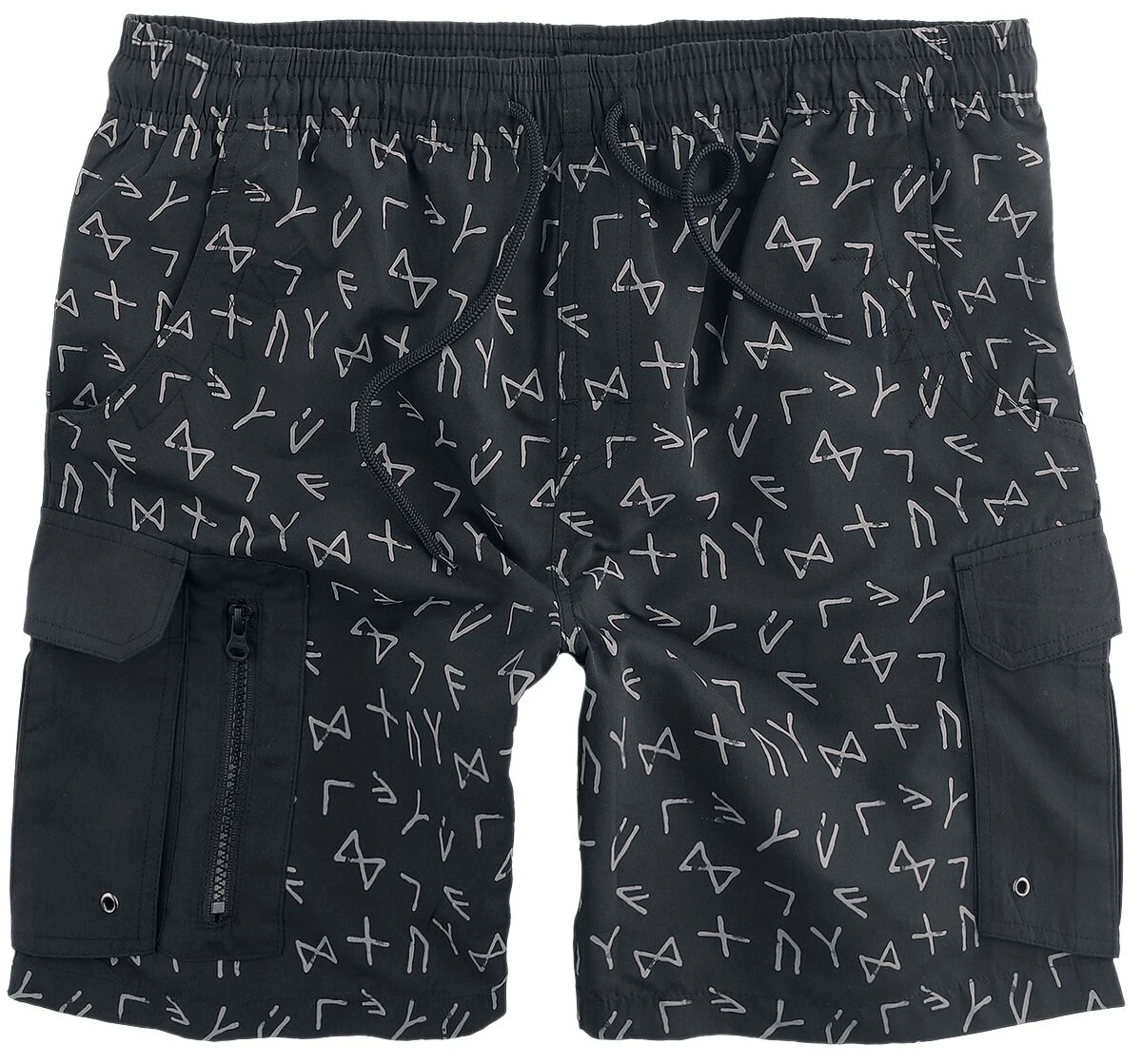 "Swimshorts With Rune Pattern" Swim Shorts Grey By Black Premium By EMP 3 "Swimshorts With Rune Pattern" Swim Shorts Grey By Black Premium By EMP