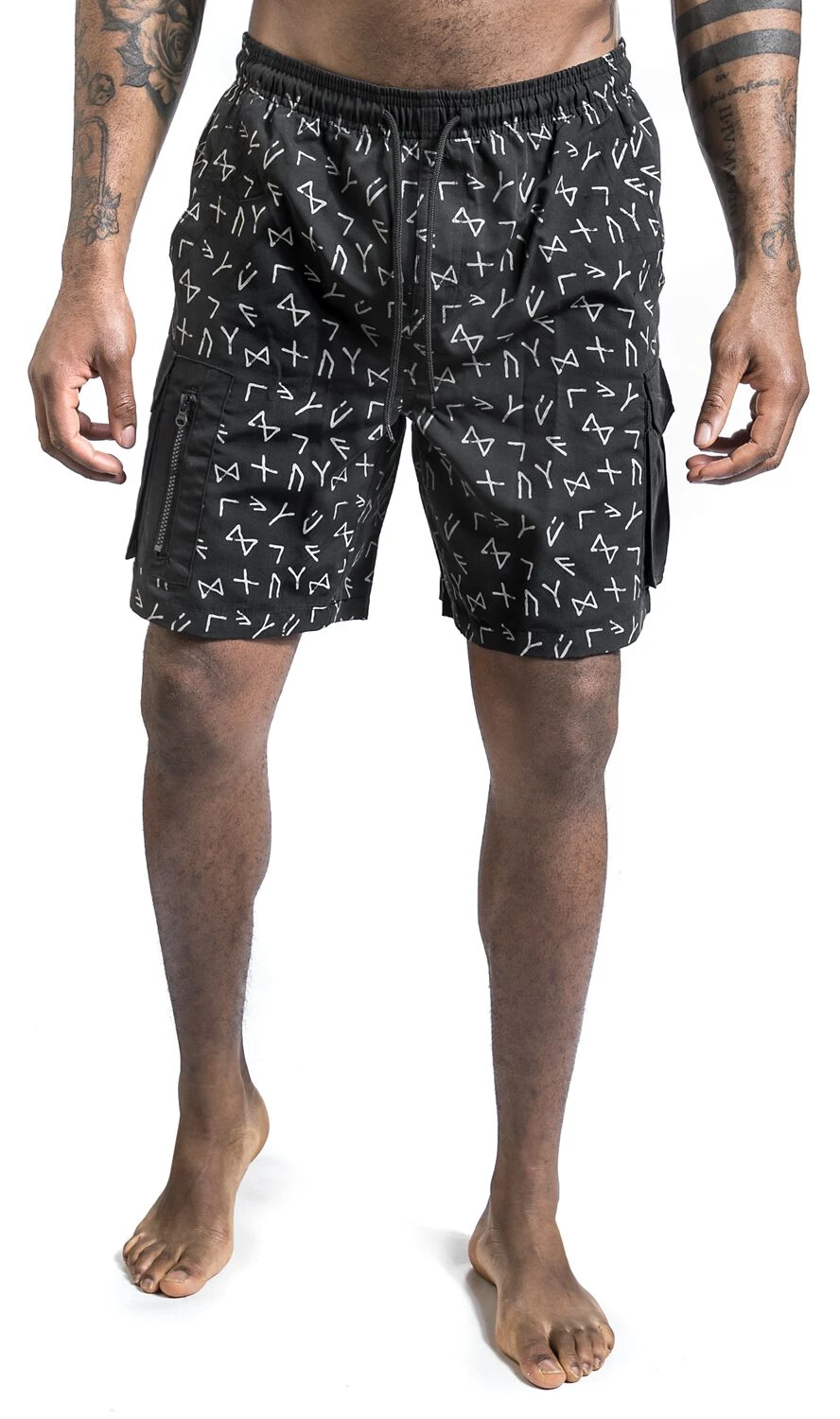 "Swimshorts With Rune Pattern" Swim Shorts Grey By Black Premium By EMP 6 "Swimshorts With Rune Pattern" Swim Shorts Grey By Black Premium By EMP - Image 4