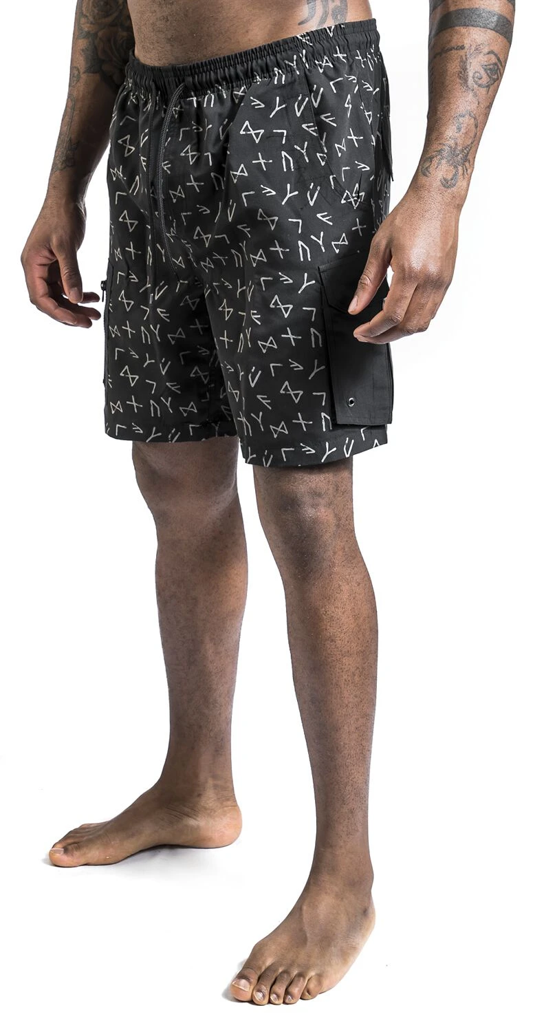"Swimshorts With Rune Pattern" Swim Shorts Grey By Black Premium By EMP 7 "Swimshorts With Rune Pattern" Swim Shorts Grey By Black Premium By EMP - Image 5