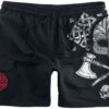 "Swim Shorts With Viking Print" Swim Shorts Black By Black Premium By EMP -Fashionable Men's Clothing Store 511371a