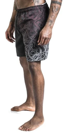 "Swim Shorts With Celtic Print" Swim Shorts Black-red By Black Premium By EMP -Fashionable Men's Clothing Store 511377wa2
