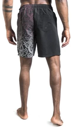 "Swim Shorts With Celtic Print" Swim Shorts Black-red By Black Premium By EMP -Fashionable Men's Clothing Store 511377wb