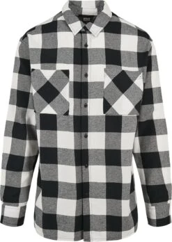 "Long Oversized Checked Shirt" Longsleeve Black-white By Urban Classics
