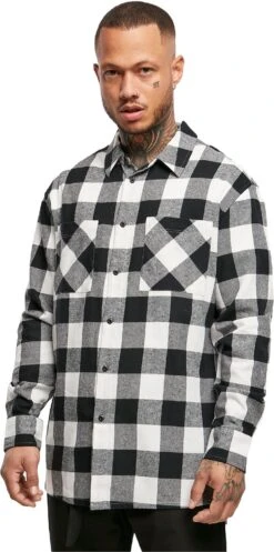 "Long Oversized Checked Shirt" Longsleeve Black-white By Urban Classics 9 "Long Oversized Checked Shirt" Longsleeve Black-white By Urban Classics -Fashionable Men's Clothing Store 511448wa