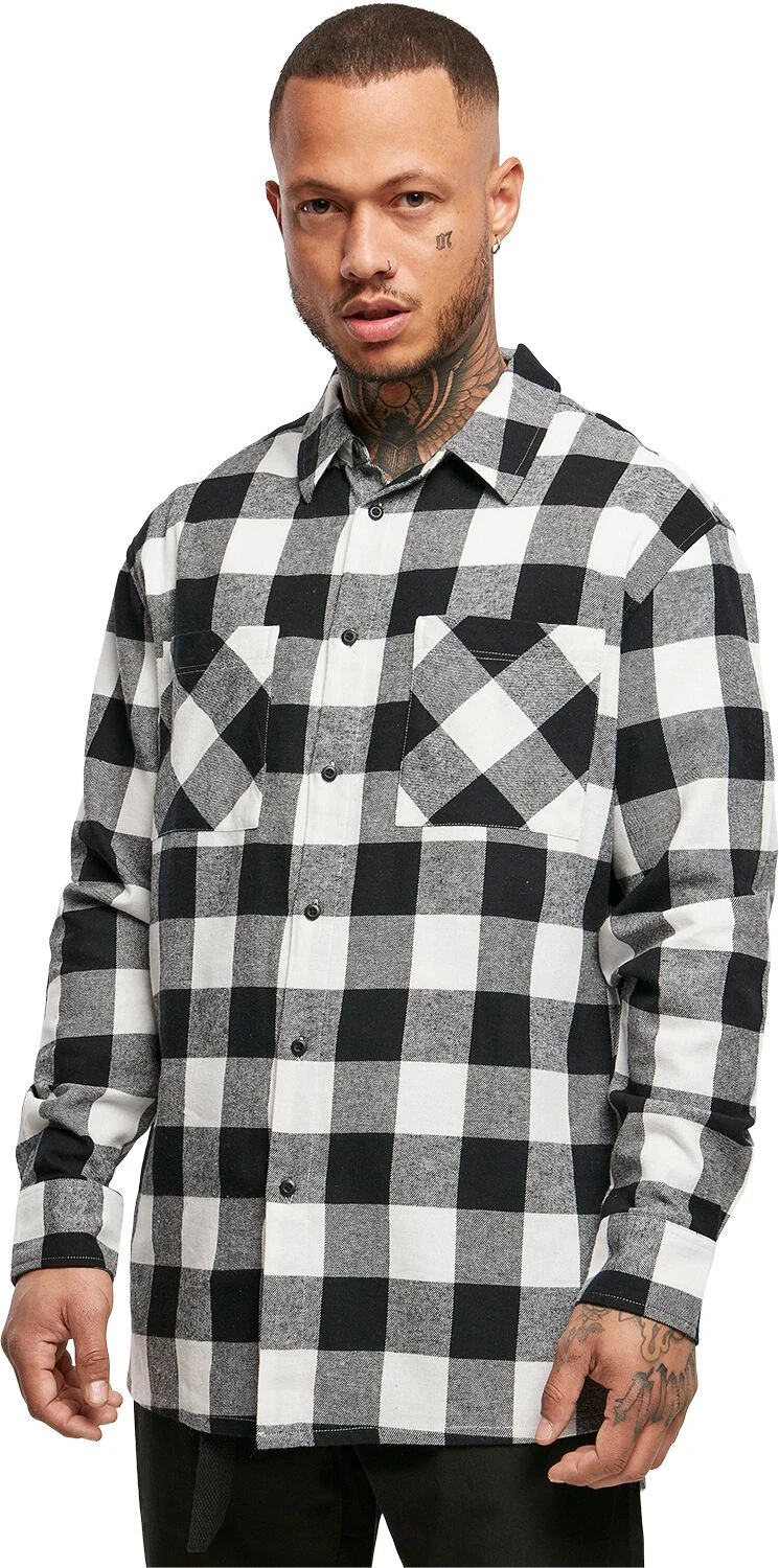 "Long Oversized Checked Shirt" Longsleeve Black-white By Urban Classics 6 "Long Oversized Checked Shirt" Longsleeve Black-white By Urban Classics - Image 4