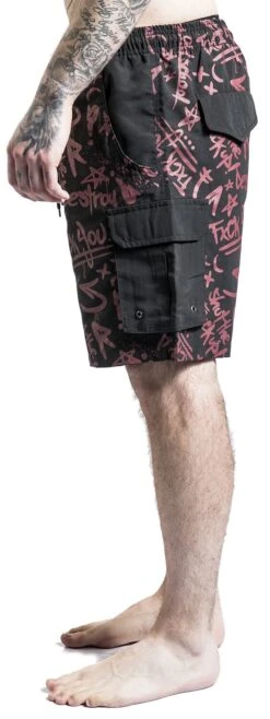 "Swimshorts With Print" Swim Shorts Black-red By RED By EMP -Fashionable Men's Clothing Store 511479wa2