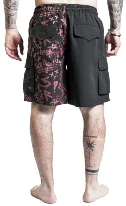 "Swimshorts With Print" Swim Shorts Black-red By RED By EMP -Fashionable Men's Clothing Store 511479wb