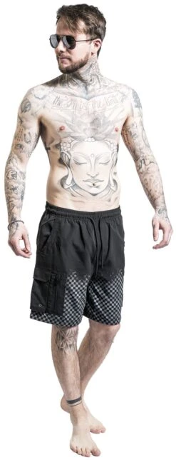"Swimshorts With Chessboard Print" Swim Shorts Black By RED By EMP -Fashionable Men's Clothing Store 511481wa