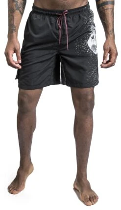 "Swimshorts Wit Skull Print" Swim Shorts Black By Rock Rebel By EMP -Fashionable Men's Clothing Store 511494wa