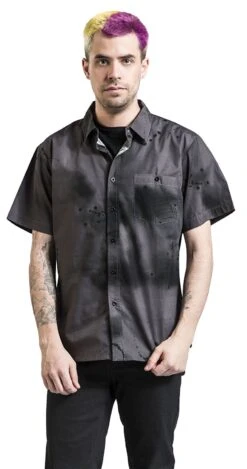 "Short-sleeved Shirt With Airbrush Effect" Short-sleeved Shirt Grey By RED By EMP -Fashionable Men's Clothing Store 512426wa