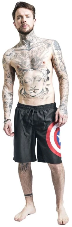 "Shield" Swim Shorts Black By Captain America 11 "Shield" Swim Shorts Black By Captain America -Fashionable Men's Clothing Store 513696wa