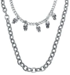 "Skull Chain" Necklace Silver-coloured By Rock Rebel By EMP