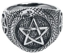"Snake Pentagram" Ring Silver-coloured By EtNox Hard And Heavy