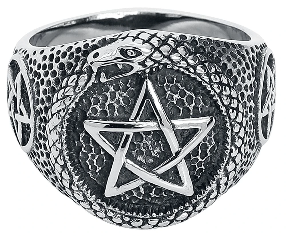"Snake Pentagram" Ring Silver-coloured By EtNox Hard And Heavy 3 "Snake Pentagram" Ring Silver-coloured By EtNox Hard And Heavy