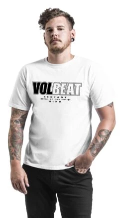 "Servant Of The Mind Logo" T-Shirt White By Volbeat -Fashionable Men's Clothing Store 516985wa