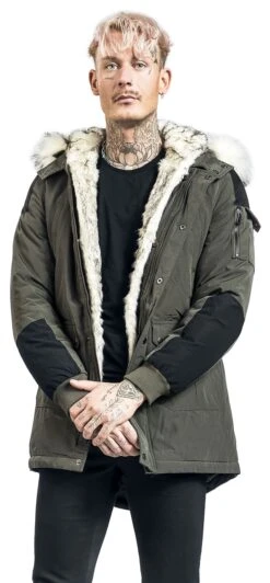 "Casual Winter Jacket With Faux-fur Collar" Winter Jacket Olive By Black Premium By EMP 10 "Casual Winter Jacket With Faux-fur Collar" Winter Jacket Olive By Black Premium By EMP -Fashionable Men's Clothing Store 517300wa