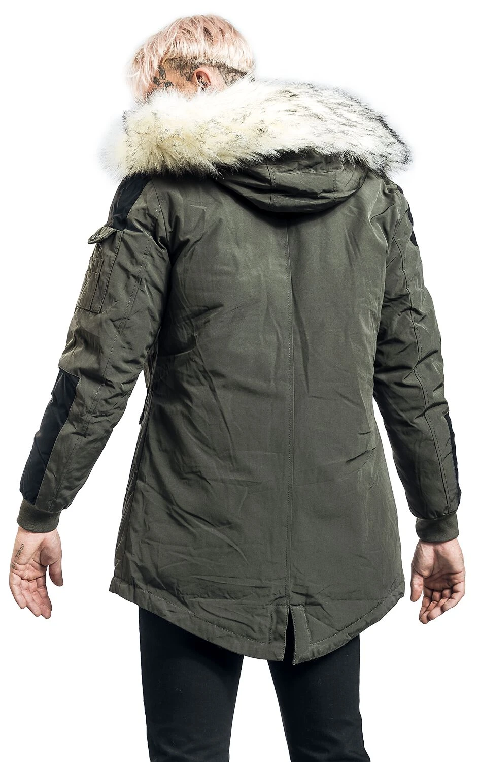 "Casual Winter Jacket With Faux-fur Collar" Winter Jacket Olive By Black Premium By EMP 7 "Casual Winter Jacket With Faux-fur Collar" Winter Jacket Olive By Black Premium By EMP - Image 5