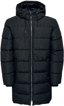 "ONSMelvin Life Quilted Coat" Winter Coat Black By ONLY And SONS