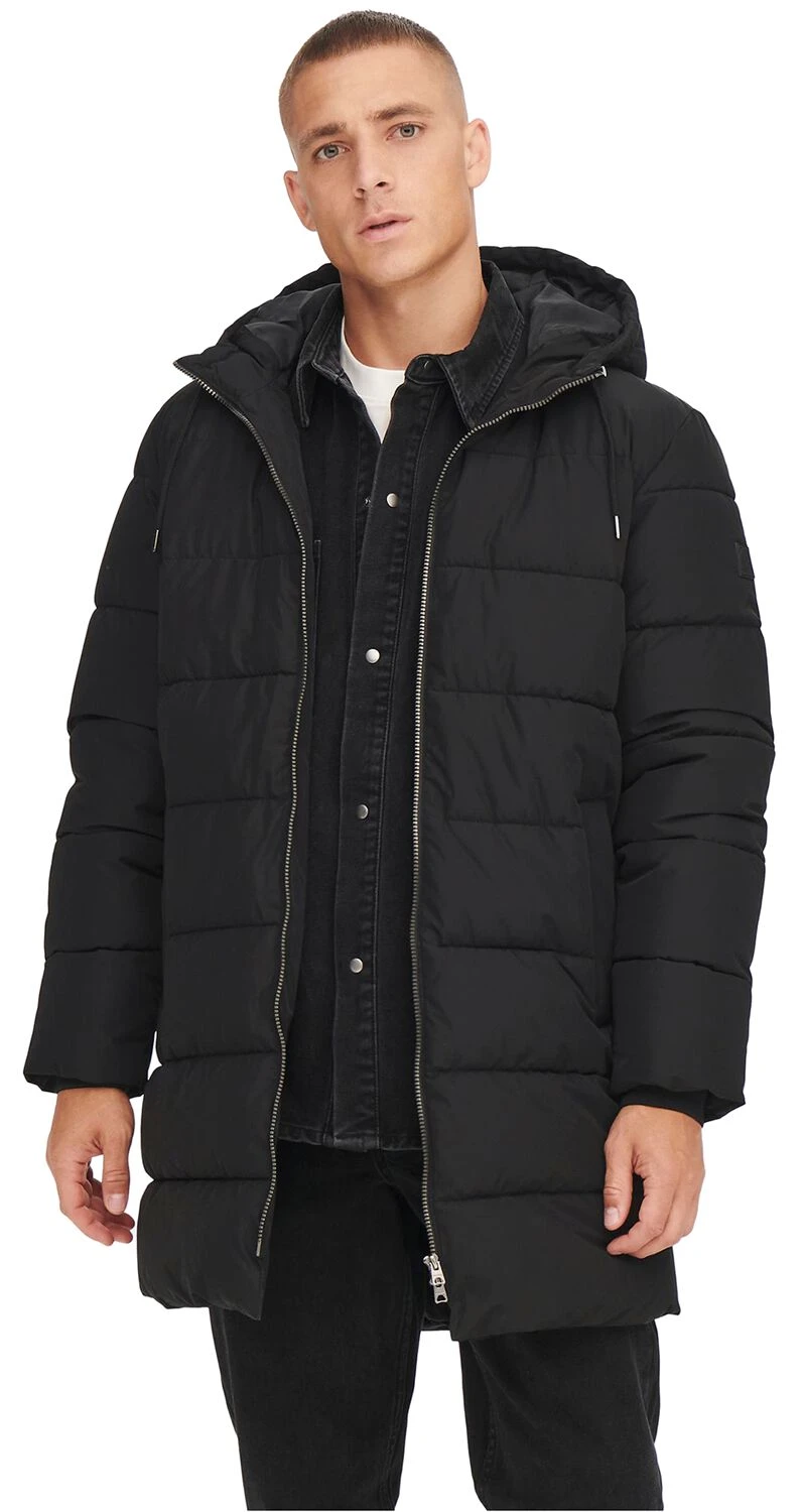 "ONSMelvin Life Quilted Coat" Winter Coat Black By ONLY And SONS 6 "ONSMelvin Life Quilted Coat" Winter Coat Black By ONLY And SONS - Image 4
