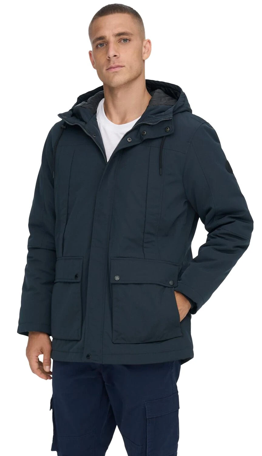 "ONSJayden Parka" Winter Coat Navy By ONLY And SONS 6 "ONSJayden Parka" Winter Coat Navy By ONLY And SONS - Image 4