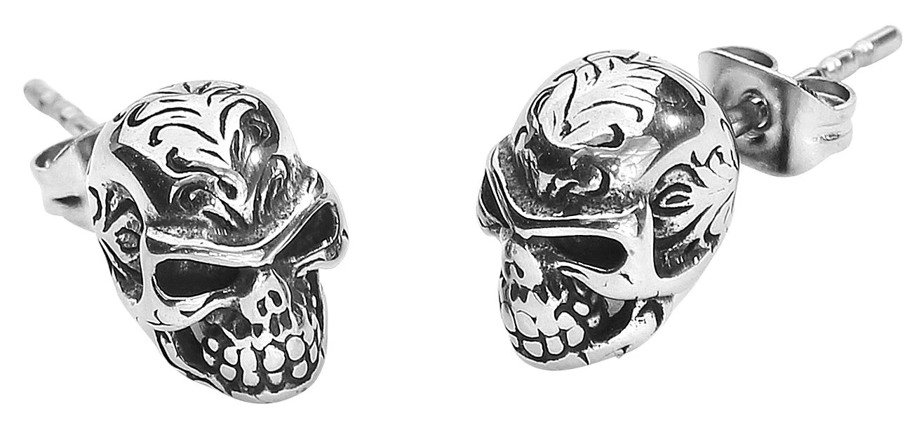 "Tattoo Skull" Earring Set Silver-coloured By EtNox 3 "Tattoo Skull" Earring Set Silver-coloured By EtNox