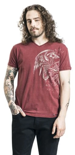 "T-shirt With Raven And Runes Print" T-Shirt Burgundy By Black Premium By EMP 9 "T-shirt With Raven And Runes Print" T-Shirt Burgundy By Black Premium By EMP -Fashionable Men's Clothing Store 519930wa
