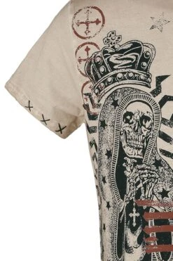 "T-shirt With Skull Print And Slogan" T-Shirt Beige By Rock Rebel By EMP -Fashionable Men's Clothing Store 520177d
