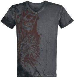 "T-Shirt With Skeleton Print Wash" T-Shirt Grey By Rock Rebel By EMP