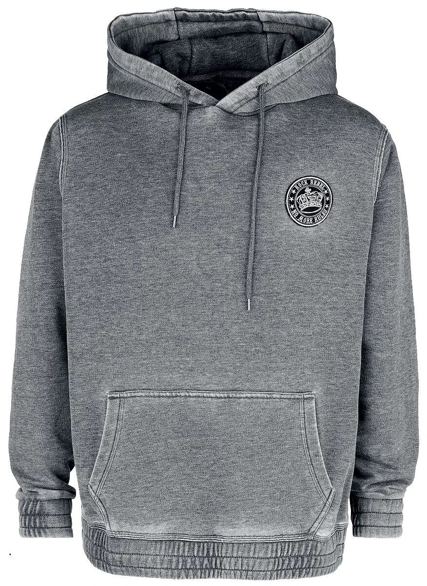 "Hoodie With Used Wash" Hooded Sweater Grey By Rock Rebel By EMP 3 "Hoodie With Used Wash" Hooded Sweater Grey By Rock Rebel By EMP