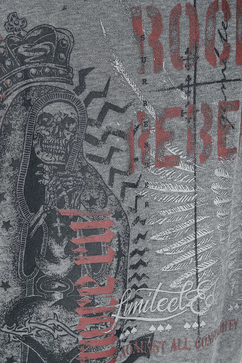 "Hoodie With Used Wash" Hooded Sweater Grey By Rock Rebel By EMP 5 "Hoodie With Used Wash" Hooded Sweater Grey By Rock Rebel By EMP - Image 3