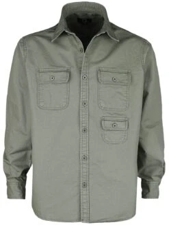 "Army-style Long-sleeved Shirt" Longsleeve Green By RED By EMP