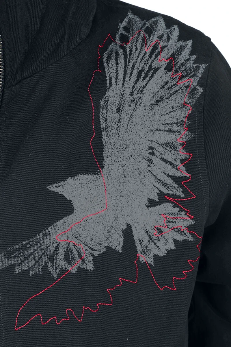 "Between-seasons Jacket With Raven Print" Between-seasons Jacket Black By Black Premium By EMP 6 "Between-seasons Jacket With Raven Print" Between-seasons Jacket Black By Black Premium By EMP - Image 4