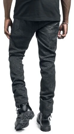 "Trousers With Brocade Pattern" Cloth Trousers Black By Gothicana By EMP -Fashionable Men's Clothing Store 521919wb