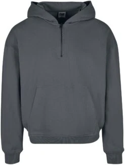 "Boxy Zip Hoodie" Hooded Sweater Charcoal By Urban Classics