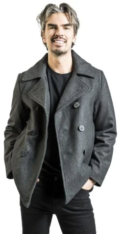 "Pea Coat" Uniform Jacket Anthracite By Brandit -Fashionable Men's Clothing Store 524451wa