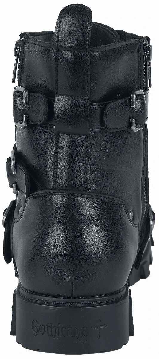 "Biker Boots With Buckles" Laced Boots Black By Gothicana By EMP 4 "Biker Boots With Buckles" Laced Boots Black By Gothicana By EMP - Image 2