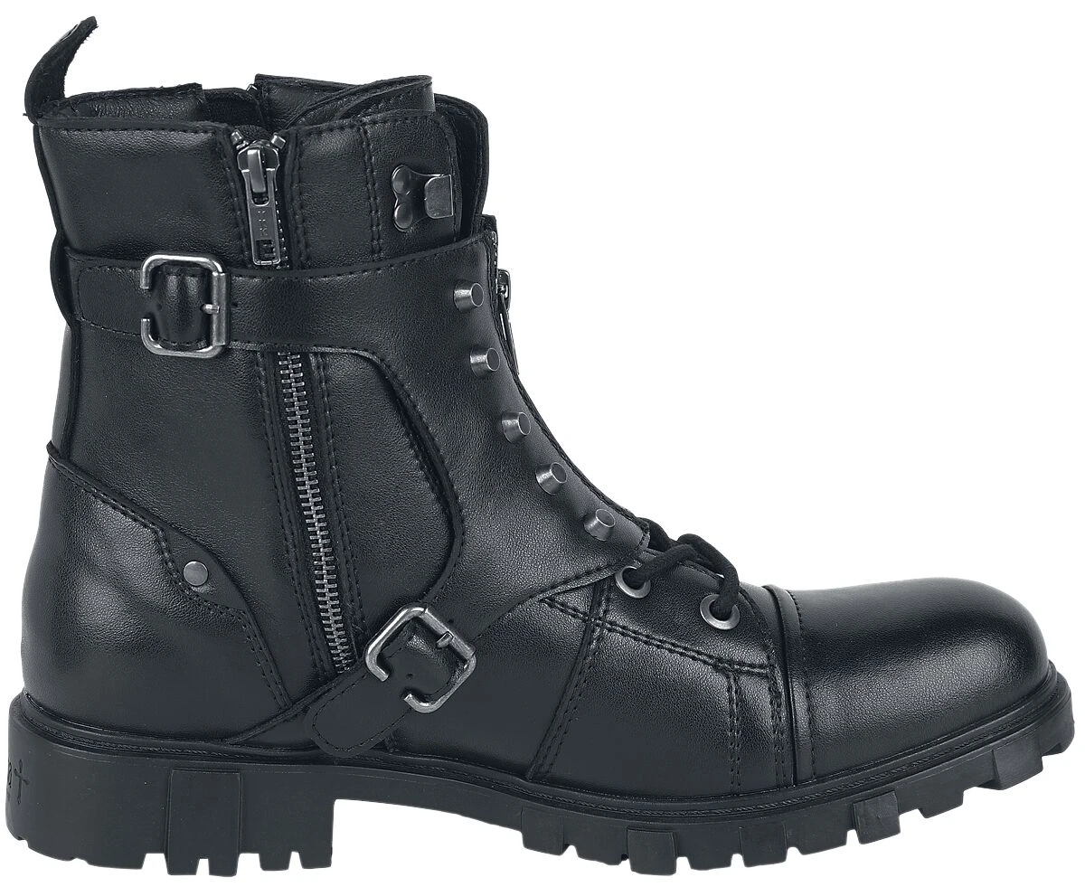 "Biker Boots With Buckles" Laced Boots Black By Gothicana By EMP 5 "Biker Boots With Buckles" Laced Boots Black By Gothicana By EMP - Image 3