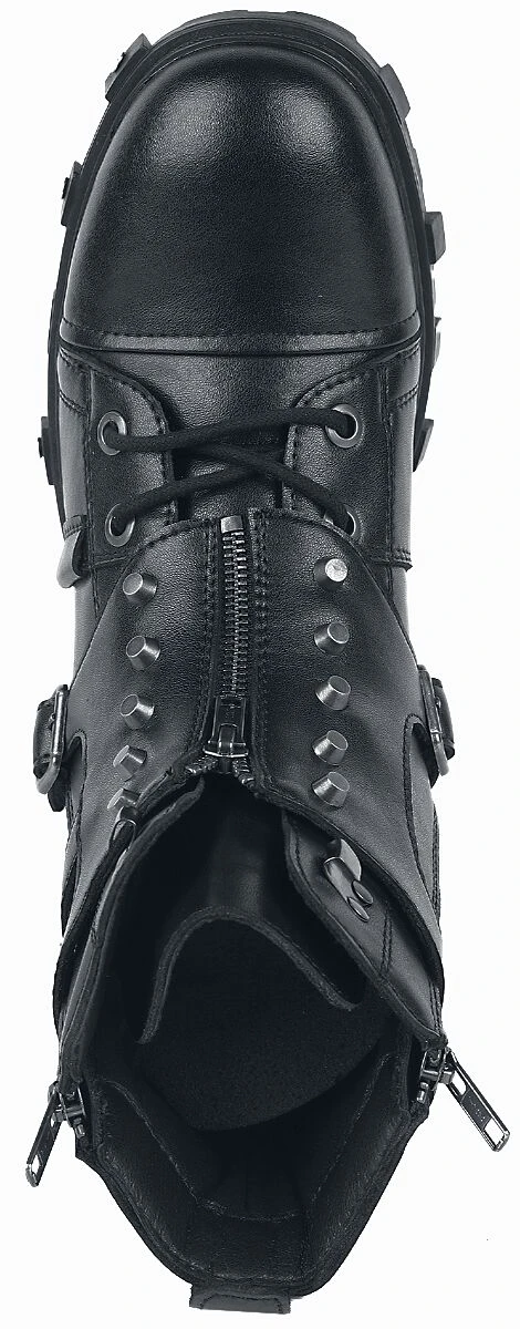 "Biker Boots With Buckles" Laced Boots Black By Gothicana By EMP 7 "Biker Boots With Buckles" Laced Boots Black By Gothicana By EMP - Image 5