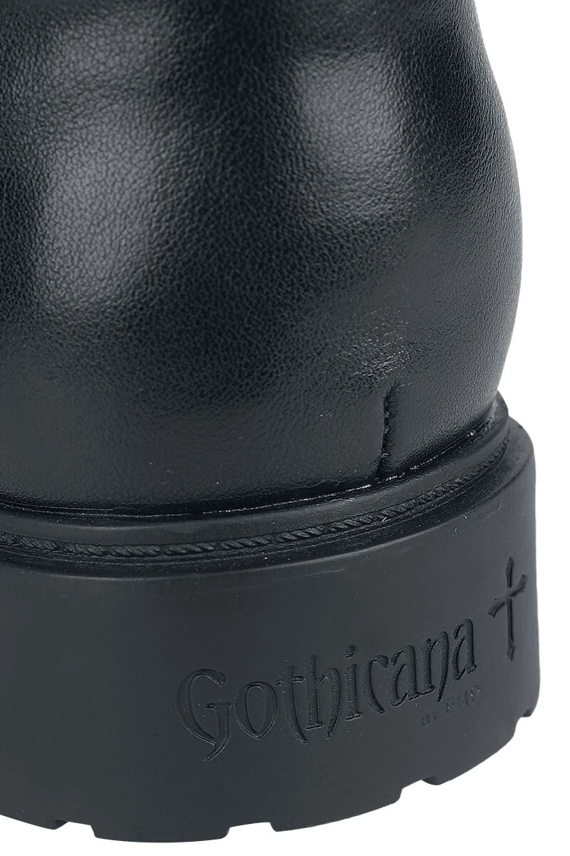 "Biker Boots With Buckles" Laced Boots Black By Gothicana By EMP 9 "Biker Boots With Buckles" Laced Boots Black By Gothicana By EMP - Image 7