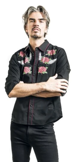 "Rockabilly Shirt" Longsleeve Black By Rock Rebel By EMP -Fashionable Men's Clothing Store 526412wa