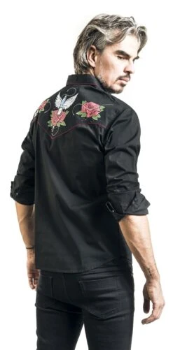 "Rockabilly Shirt" Longsleeve Black By Rock Rebel By EMP -Fashionable Men's Clothing Store 526412wb