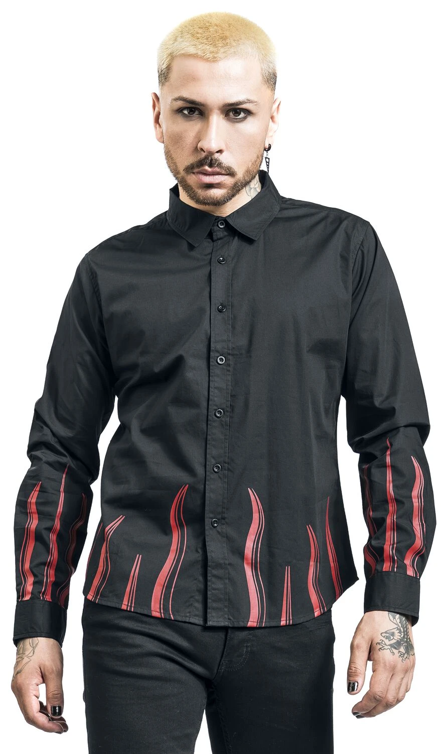 "Long-sleeved Shirt With Flame Print" Longsleeve Black By Gothicana By EMP 6 "Long-sleeved Shirt With Flame Print" Longsleeve Black By Gothicana By EMP - Image 4
