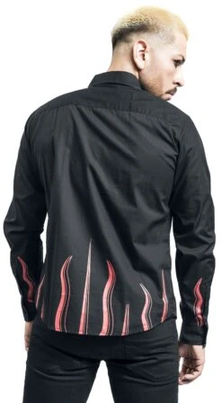 "Long-sleeved Shirt With Flame Print" Longsleeve Black By Gothicana By EMP 11 "Long-sleeved Shirt With Flame Print" Longsleeve Black By Gothicana By EMP -Fashionable Men's Clothing Store 526420wb