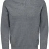 "ONSPHIL Reg 12 Struc Knitted Roll Neck" Sweatshirt Mottled Grey By ONLY And SONS -Fashionable Men's Clothing Store 527354a